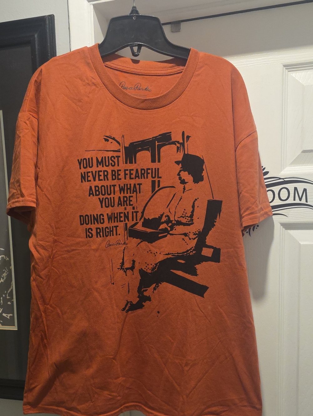 Crew Neck Orange Graphic Tee with Inspirational Quote